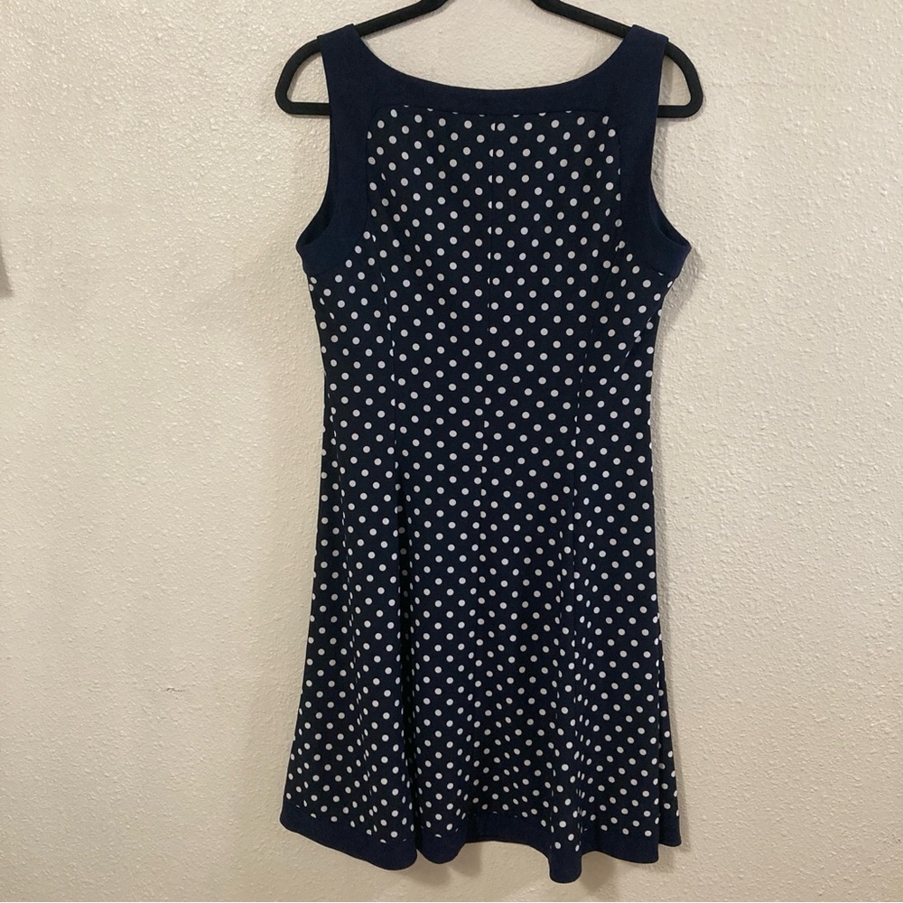 Lauren Ralph Lauren Navy Polka Dot Dress Sleeveles size 12 - Picture 2 of 16
